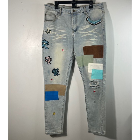 Handmade Other - Mens Amiri Grateful Dead Blue Jeans Patches Bears Streetwear Cotton Elastane 36